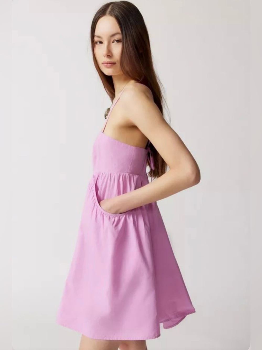 URBAN OUTFITTERS Uo Theodora Poplin Mini Dress Babydoll Pockets